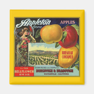 MAGNET ~ APPLETON BRAND APPT  FRUIT-ETIKET TOE MAGNEET