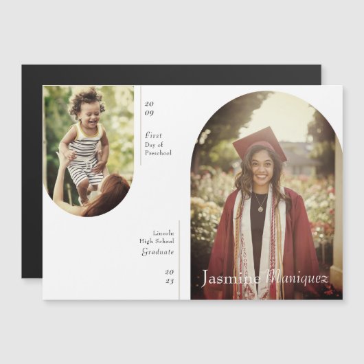 Magnet Arch Photo Puis/Maintenant Faire-part de gr (Devant / Derrière)