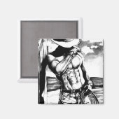 Magnet art élégant masculin Cowboy Bodybuilder (Recto/Verso)