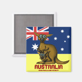 Magnet australien kangourou mignon (Recto/Verso)