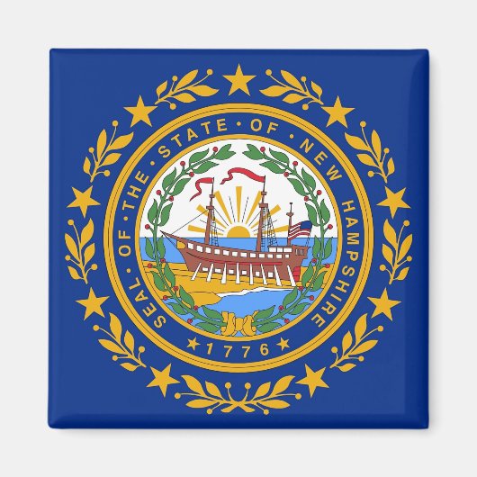 Magnet avec drapeau de l'État du New Hampshire - É (Devant)