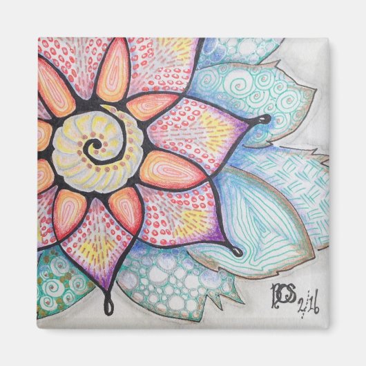 Magnet avec Fleur d'art original (Devant)
