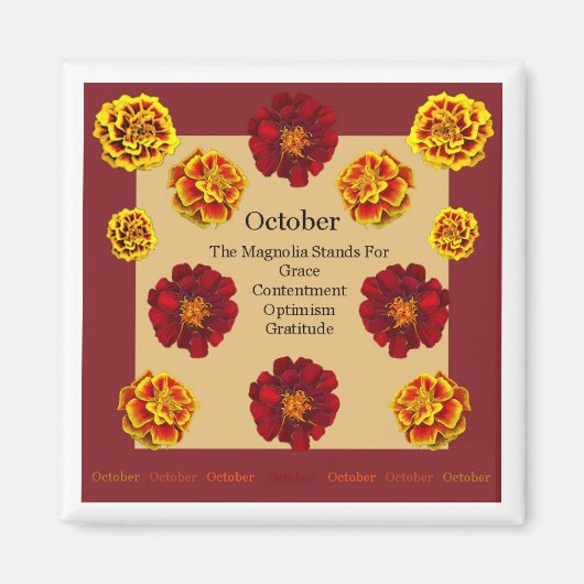 Magnet avec octobre Mois de naissance Fleur du Mag (Devant)