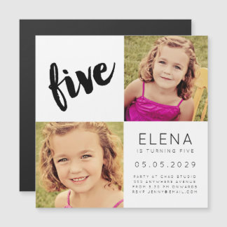 MAGNET Baby Boy Girl CINQ 5e anniversaire Carte ph