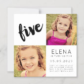 MAGNET Baby Boy Girl CINQ 5e anniversaire Carte ph (Recto)