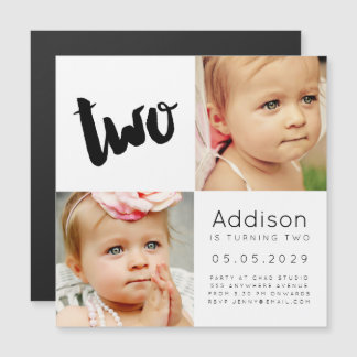 |MAGNET| Baby Boy Girl Deux Carte photo d'annivers