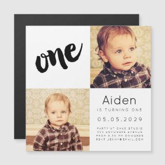 |MAGNET| Baby Boy Girl ONE 1er anniversaire Carte