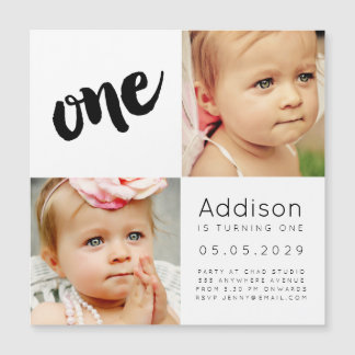 |MAGNET| Baby Boy Girl ONE 1st Birthday Carte phot