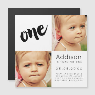 |MAGNET| Baby Boy Girl ONE 1st Birthday Carte phot