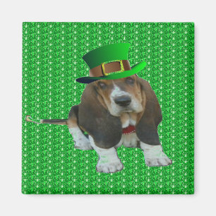 Magnet Basset Hound Happy St. Patrick's Magneet