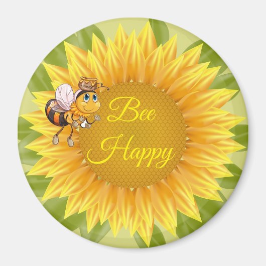 Magnet Bee Happy Bee Sunflower (Devant)