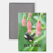 Magnet - Bee on Pink Flower Magneet (Voorkant / Achterkant)