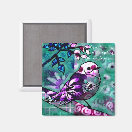 Magnet Bird Art Abstrait avec l'inspiration dire (Recto/Verso)