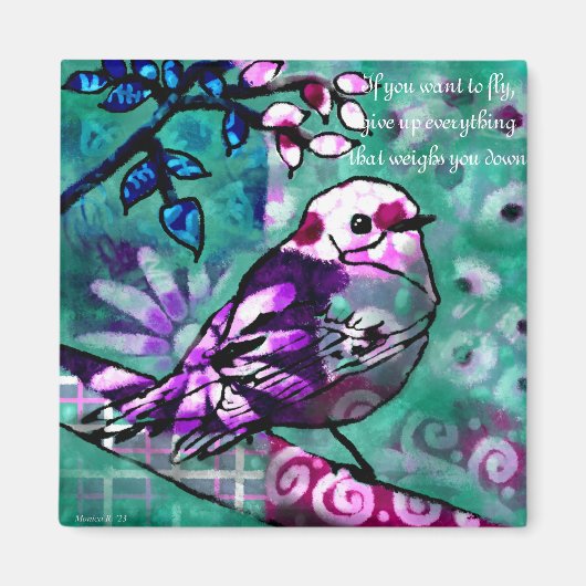 Magnet Bird Art Abstrait avec l'inspiration dire (Devant)