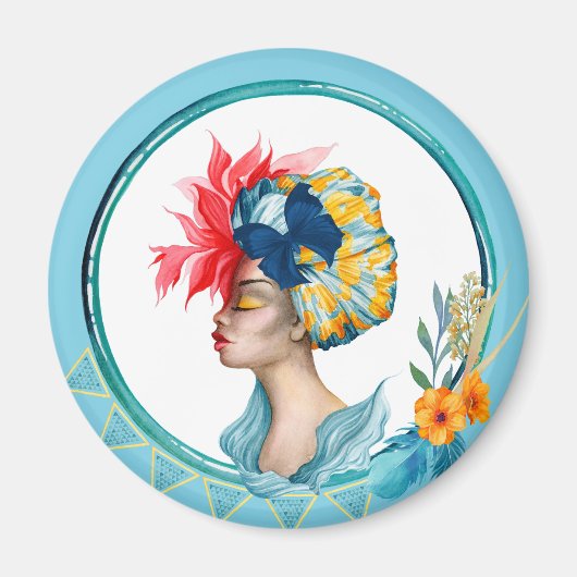 Magnet bleu femme africaine (Devant)