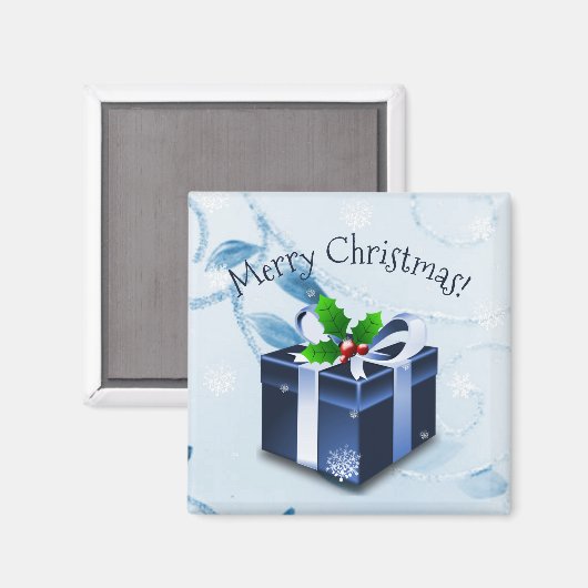 Magnet cadeau de Noël bleu (Recto/Verso)