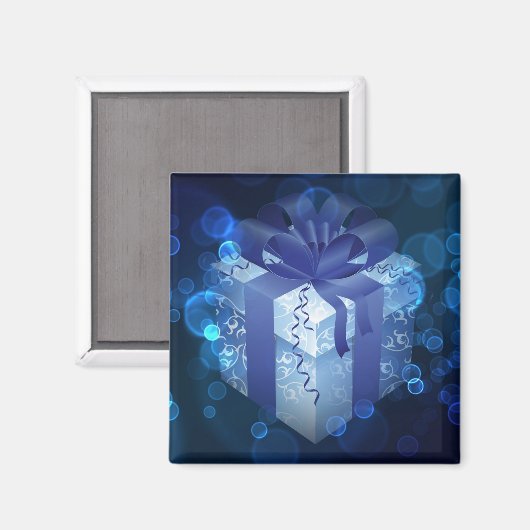 Magnet cadeau de Noël bleu (Recto/Verso)