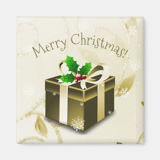 Magnet cadeau de Noël or (Devant)