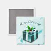 Magnet cadeau de Noël turquoise (Recto/Verso)