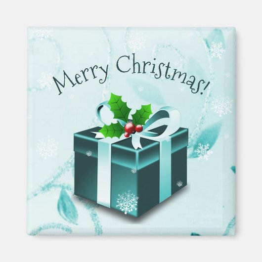 Magnet cadeau de Noël turquoise (Devant)