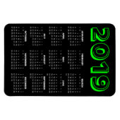 Magnet Calendrier 2019 - Noir et Vert (Horizontal)