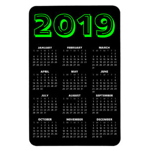 Magnet Calendrier 2019 - Noir et Vert