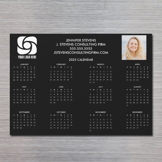 Magnet Calendrier 2025 du logo personnalisé de l'e