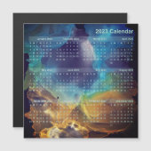 Magnet calendrier - Nebula de l'espace bleu jaune (Devant / Derrière)