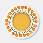 Magnet - Calendula en Oranje schijf Magneet (Voorkant)