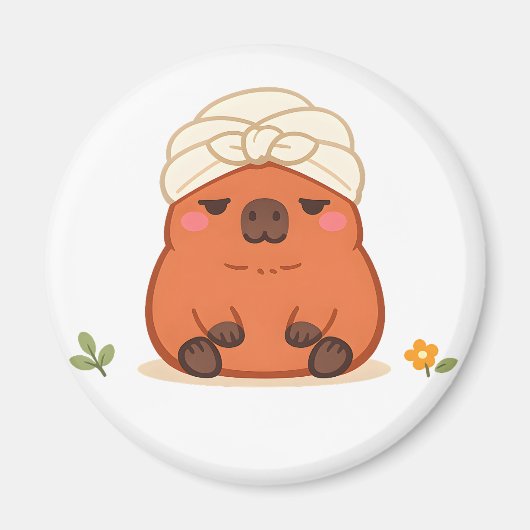 Magnet Capybara Mignon Serviette de Spa Turban (Devant)