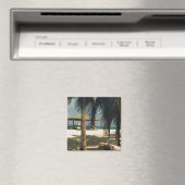 Magnet carré avec scène de l'île (In Situ (Lave-vaisselle))