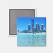 Magnet carré avec vue sur Surfers Paradise. (Recto/Verso)