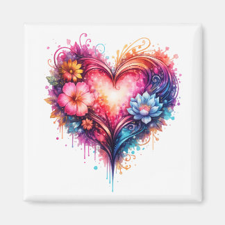 Magnet carré cœur artistique coloré magneet