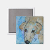 Magnet Carré d'art de Chien Saluki (Recto/Verso)