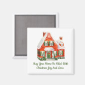 Magnet Carré de la maison de pain d'épice de Noël (Recto/Verso)