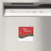 Magnet Carré de la scène de Noël Woods (In Situ (Lave-vaisselle))