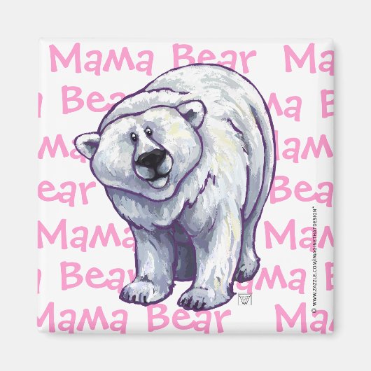 Magnet Carré de l'ours polaire de maman (Devant)
