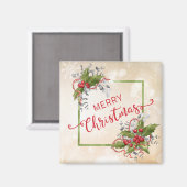 Magnet Carré de Noël Holly (Recto/Verso)