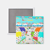 Magnet Carré de promenade de l'île de mer (Recto/Verso)