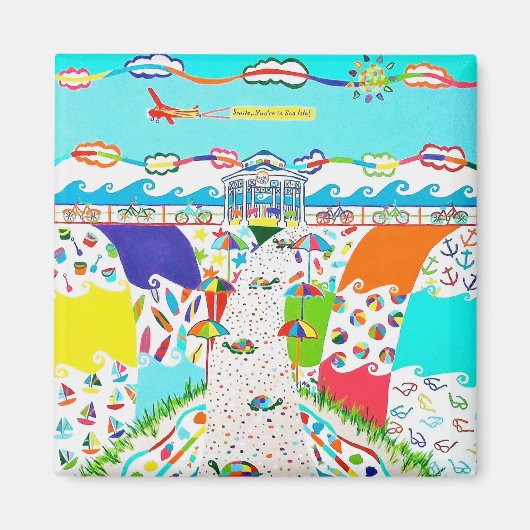 Magnet Carré de promenade de l'île de mer (Devant)