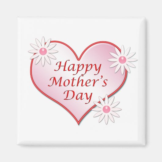 Magnet Carré du coeur de la fête des mères (Devant)