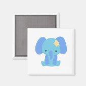 Magnet Carré Eléphant Bleu Cute (Recto/Verso)