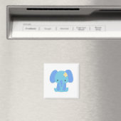Magnet Carré Eléphant Bleu Cute (In Situ (Lave-vaisselle))