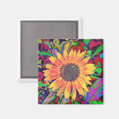 Magnet Carré en fleurs colorées (Recto/Verso)