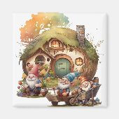 Magnet Carré Gnomes mignons (Devant)