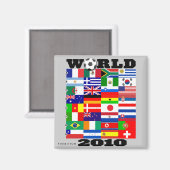 Magnet Carré gris de la Coupe du monde 2010 (Recto/Verso)