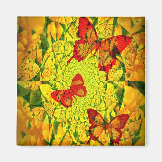 Magnet carré mandala papillon (Devant)