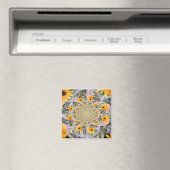 Magnet carré mandala tournesol (In Situ (Lave-vaisselle))