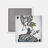 Magnet Carré "Reine des pique" (Recto/Verso)