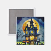 Magnet Carré Whimsical Haunted House 2 pouces (Recto/Verso)